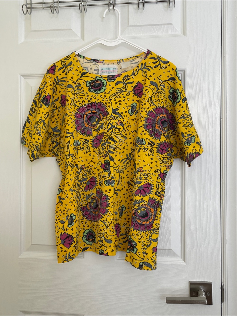 Bright Yellow Floral Short Sleeve Vintage Tee by Croquet Club